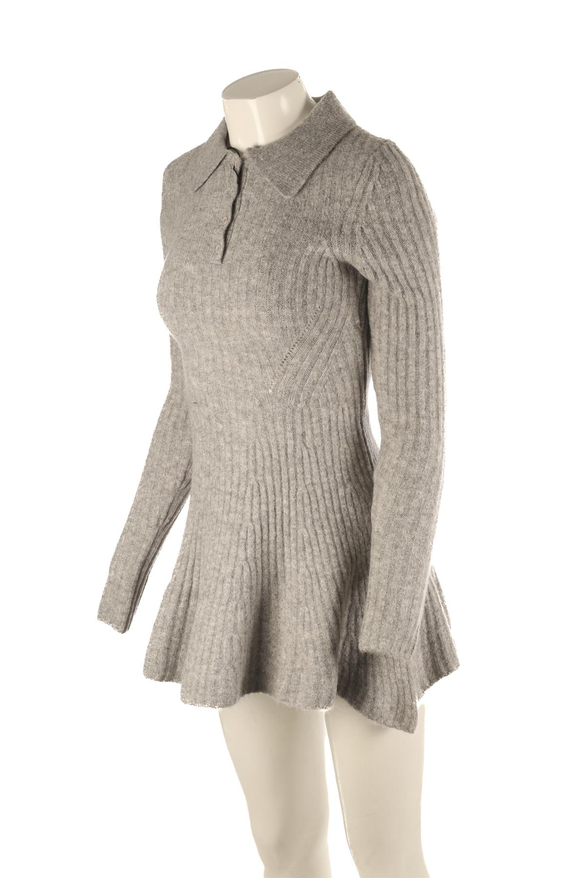 L'ACADEMIE GREY WOOL MINI DRESS MEDIUM