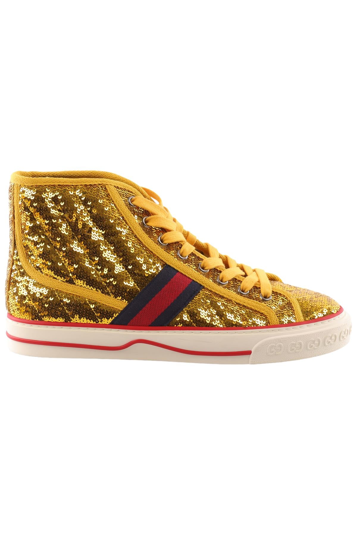 GUCCI YELLOW TENNIS 1977 SEQUIN SNEAKERS EU 38 UK 5 US 8