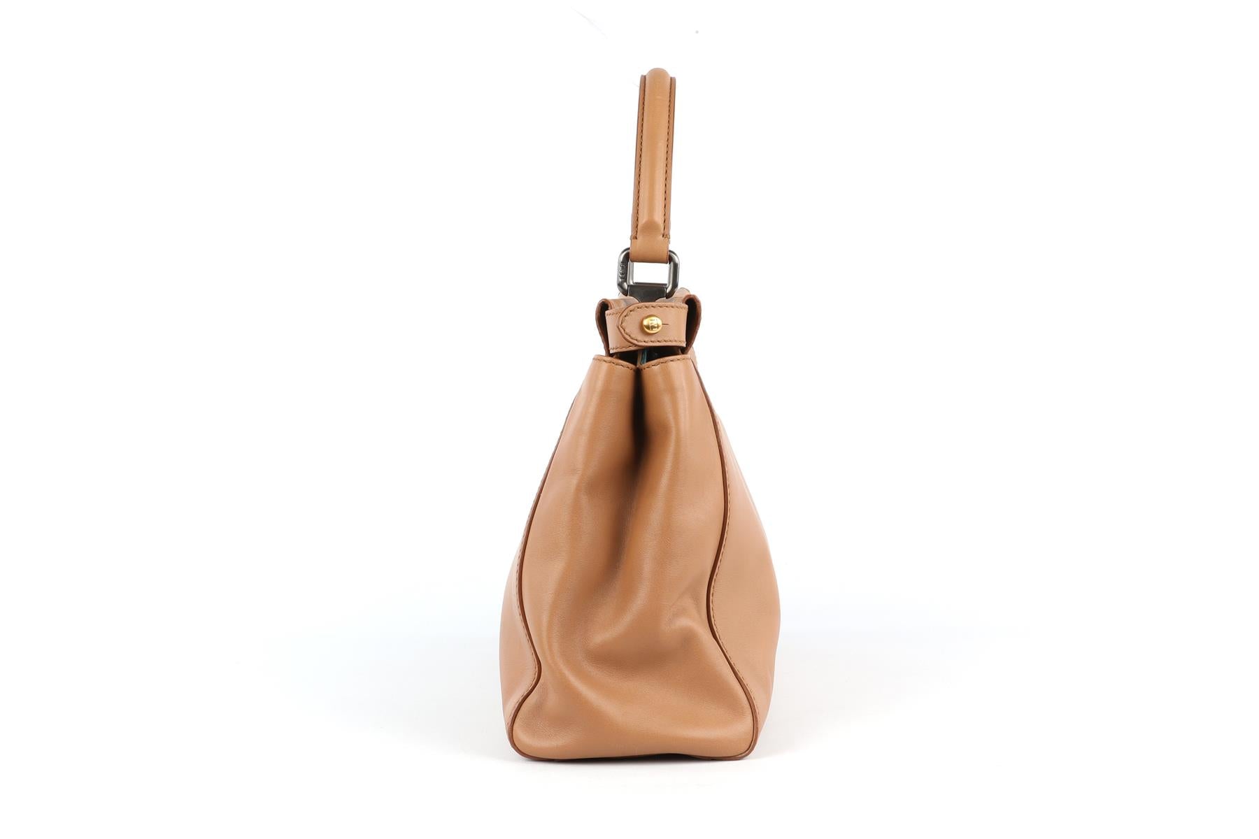 FENDI BROWN PEEKABOO MEDIUM LEATHER AND PYTHON TOTE BAG