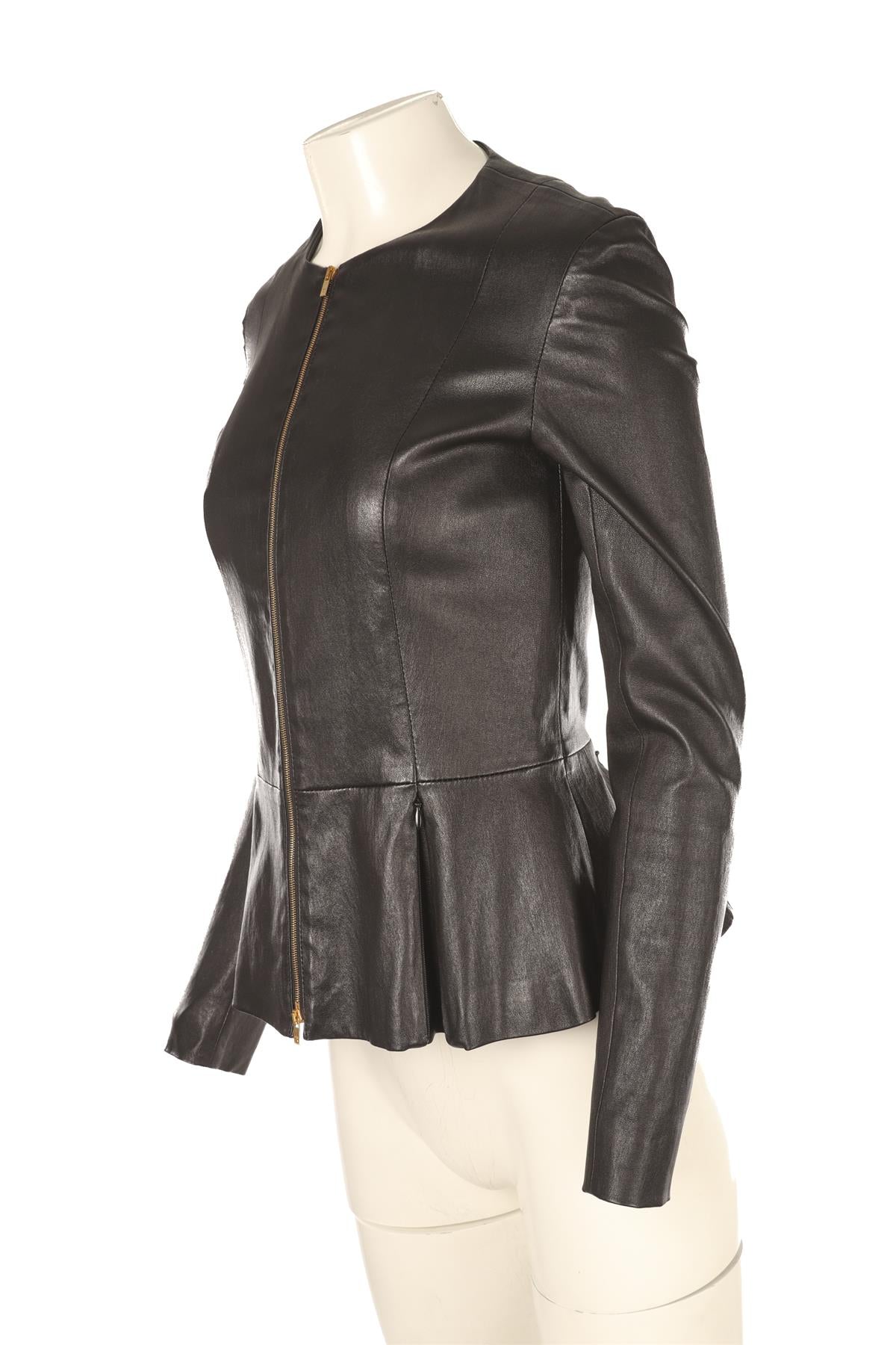 THE ROW BLACK LEATHER JACKET US 6 UK 10