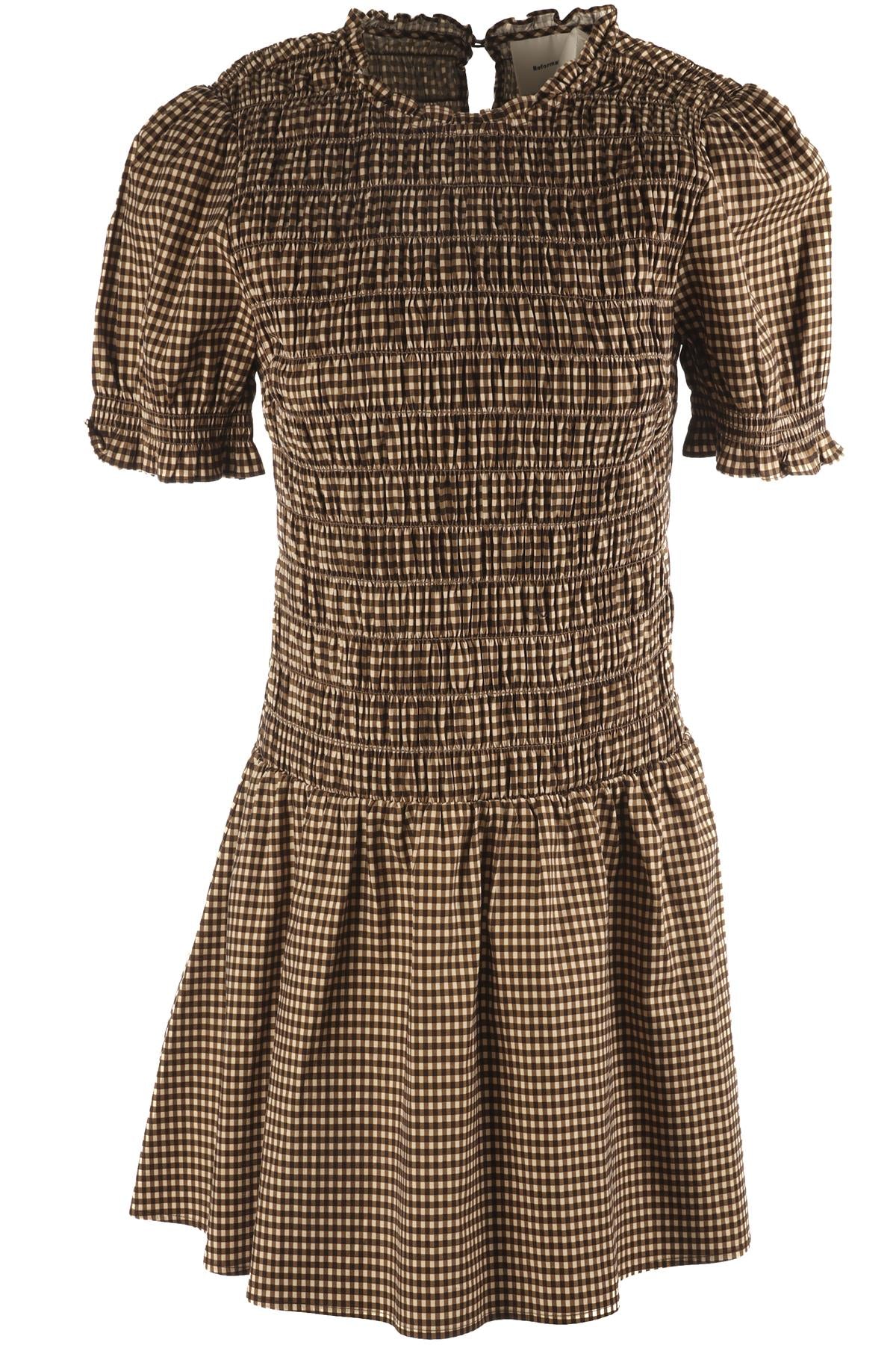 REFORMATION BROWN COTTON MINI DRESS UK 10