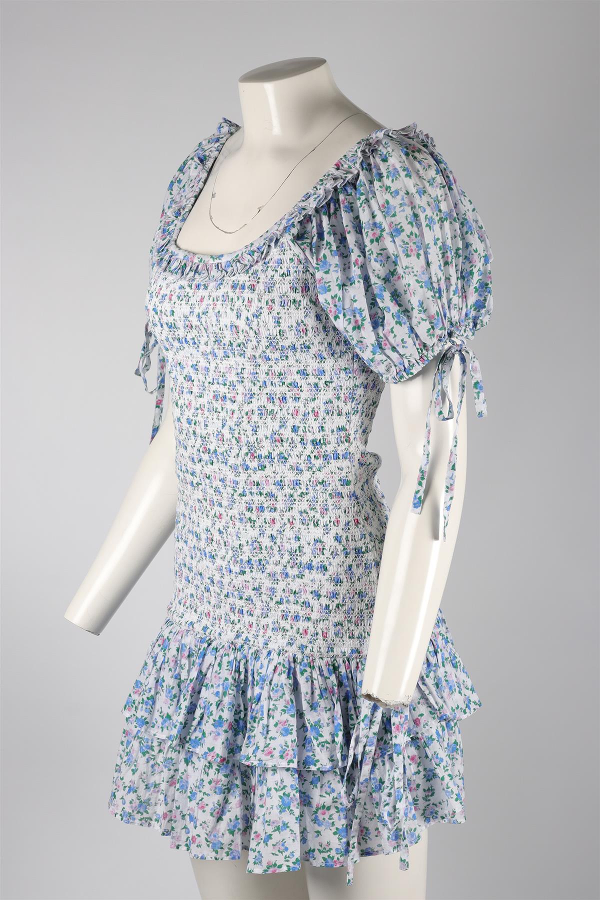 LOVESHACKFANCY BLUE COTTON MINI DRESS MEDIUM