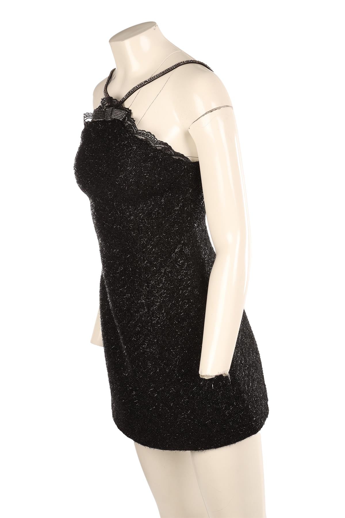SELF-PORTRAIT BLACK WOOL MINI DRESS UK 8