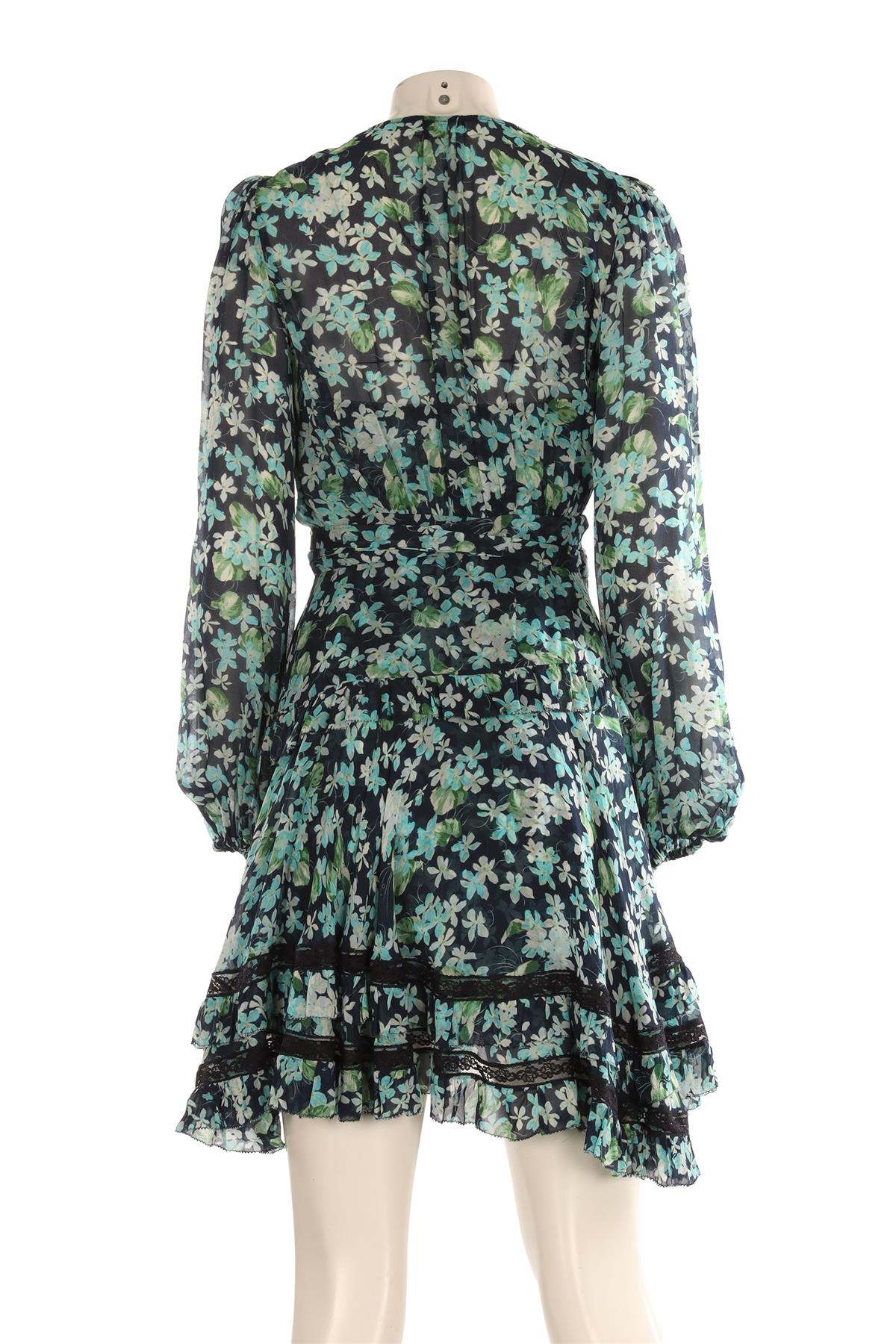 ZIMMERMANN BLUE SILK MINI DRESS 1 UK 10