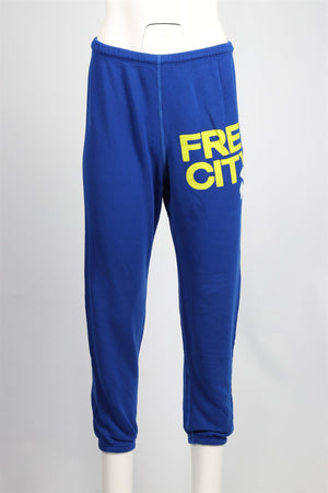 FREE CITY BLUE COTTON TRACK PANTS SMALL