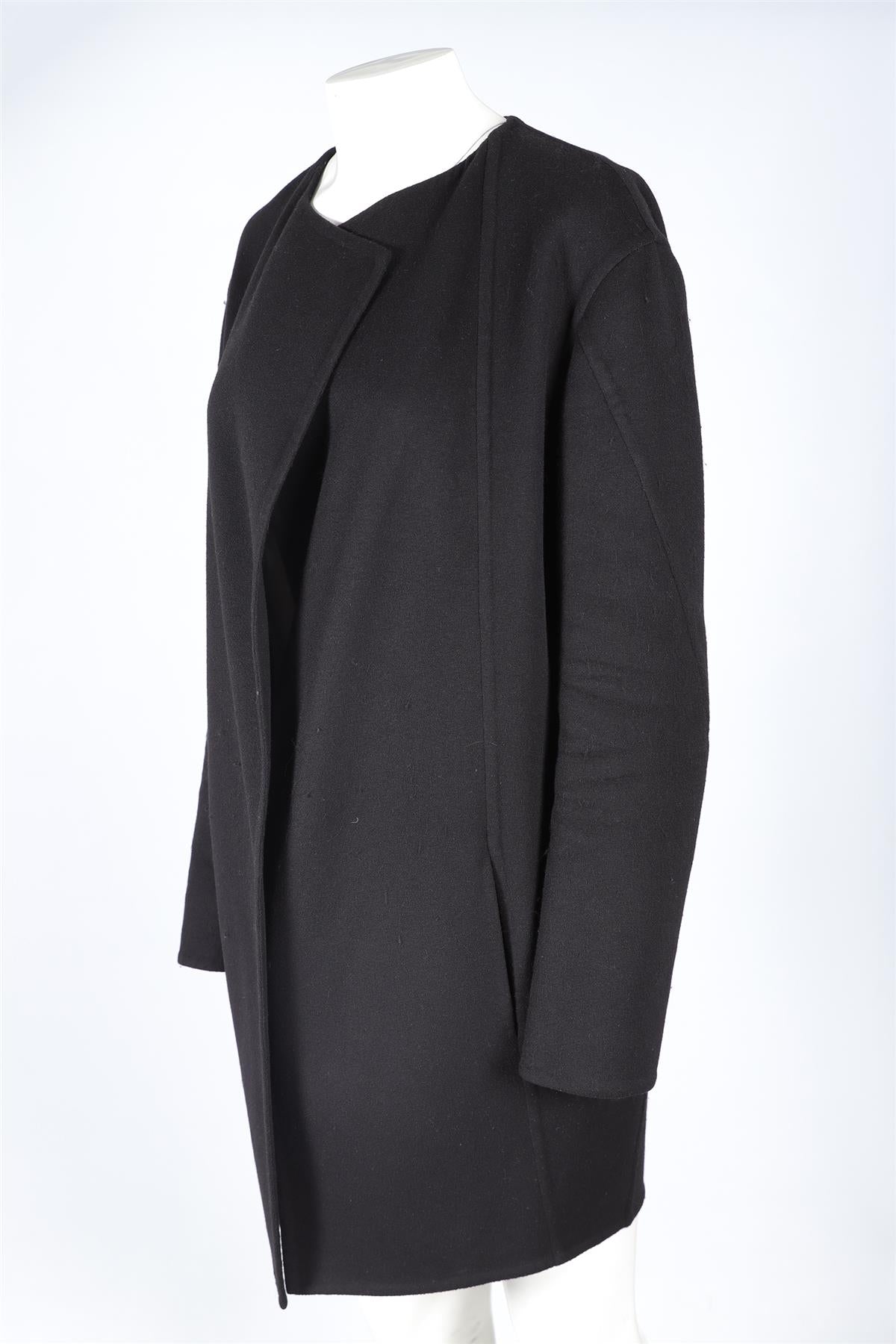 CELINE BLACK WOOL COAT FR 42 UK 14