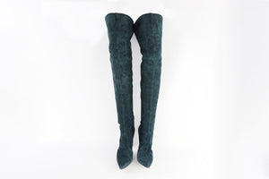 CASADEI BLUE SUEDE OVER THE KNEE BOOTS