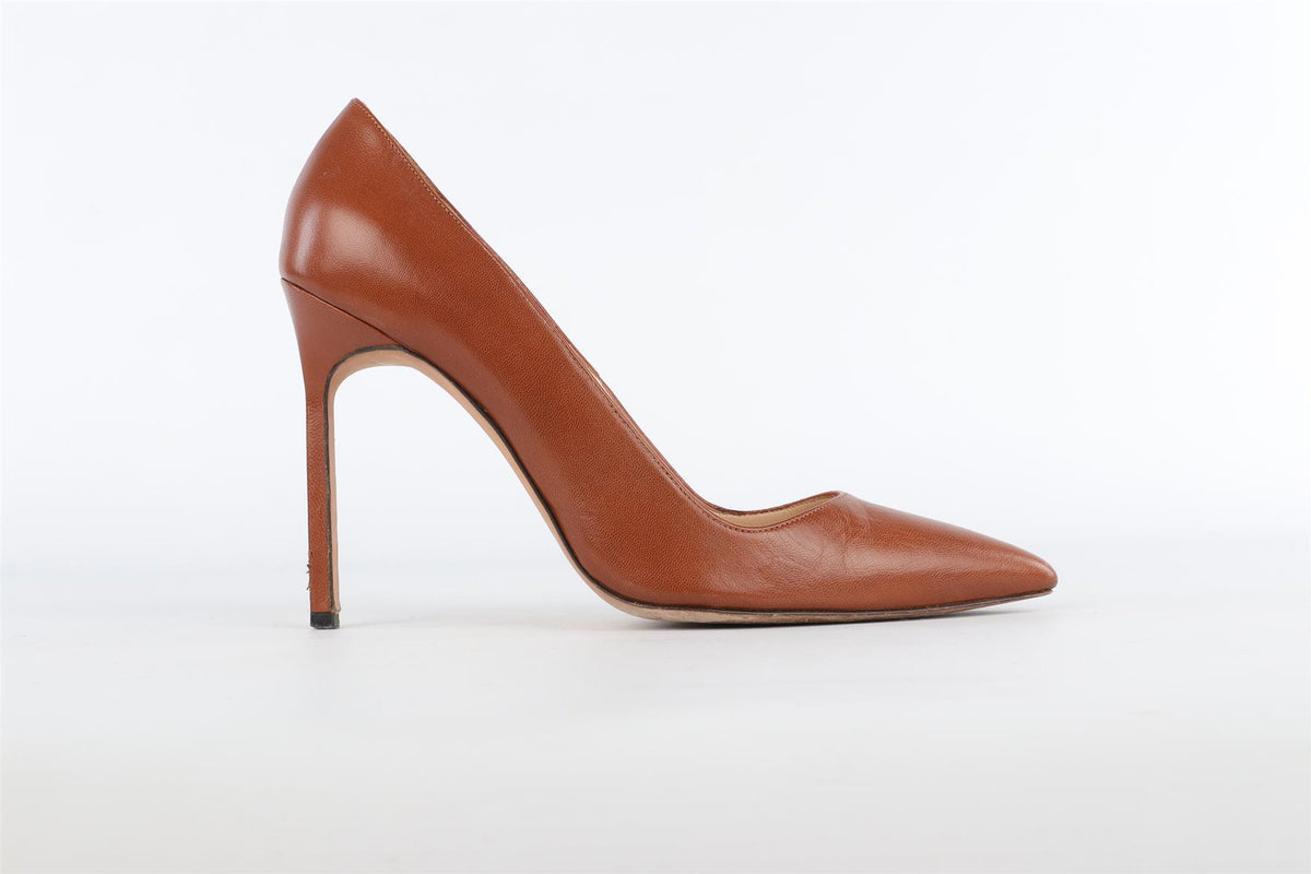 MANOLO BLAHNIK BROWN LEATHER PUMPS EU 38 UK 5 US 8