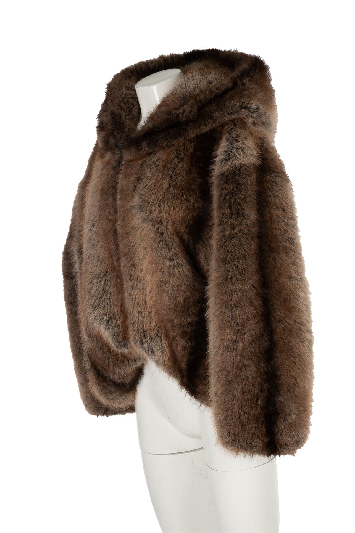 MEOTINE BROWN WILMA FAUX FUR JACKET SMALL - MEDIUM