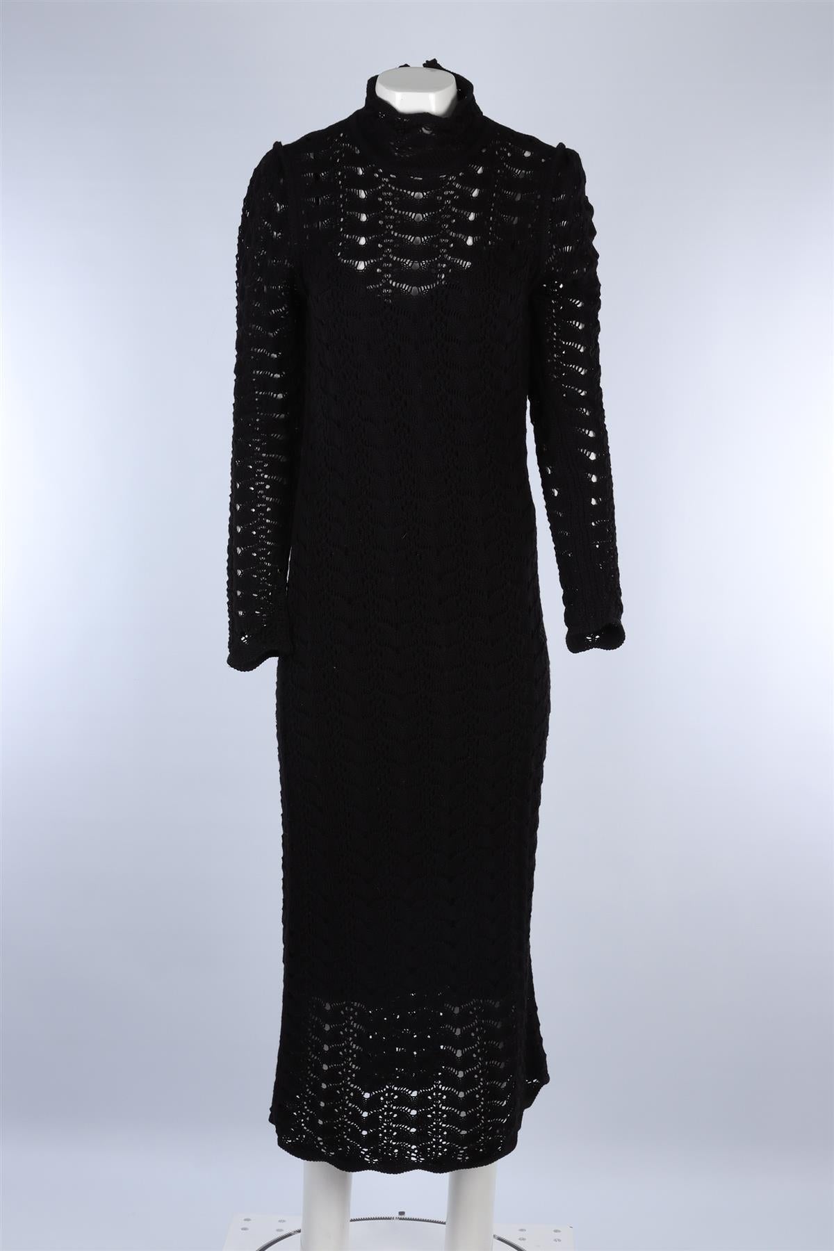 ZIMMERMANN BLACK CROCHET MAXI DRESS UK 14