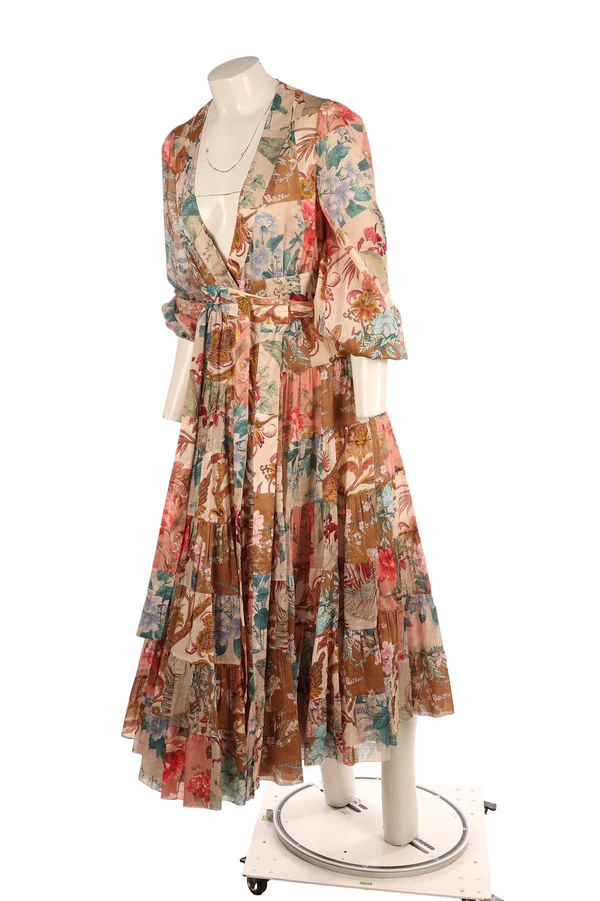 ZIMMERMANN MULTI LINEN MAXI DRESS 1 UK 10