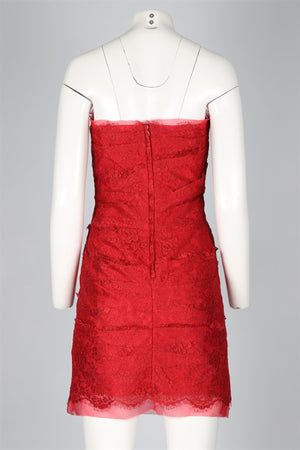 DOLCE & GABANNA RED LACE MINI DRESS IT 42 UK 10