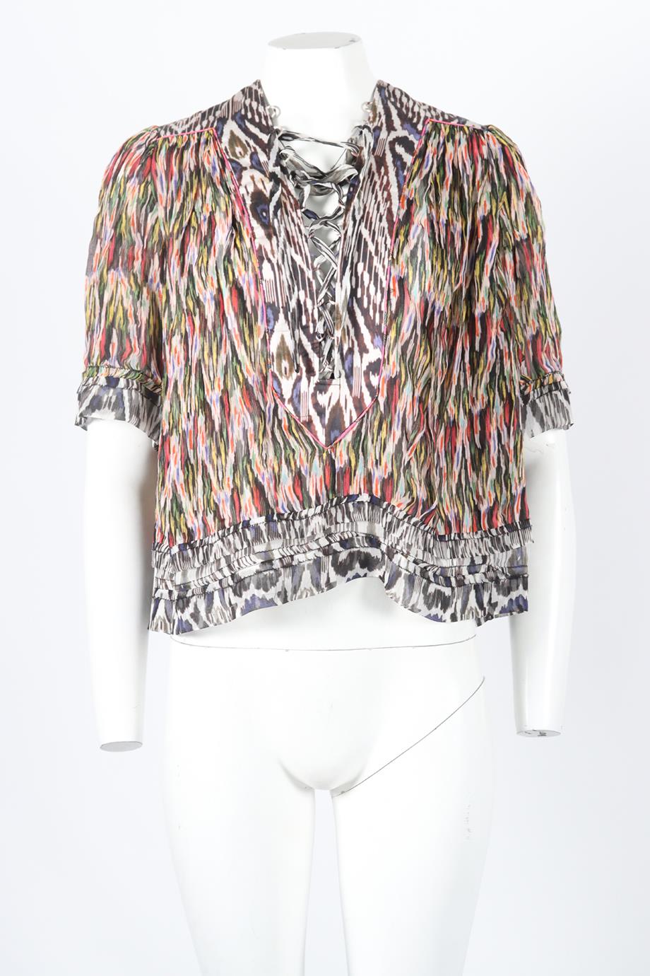 ISABEL MARANT PRINTED SILK BLEND TOP FR 34 UK 6