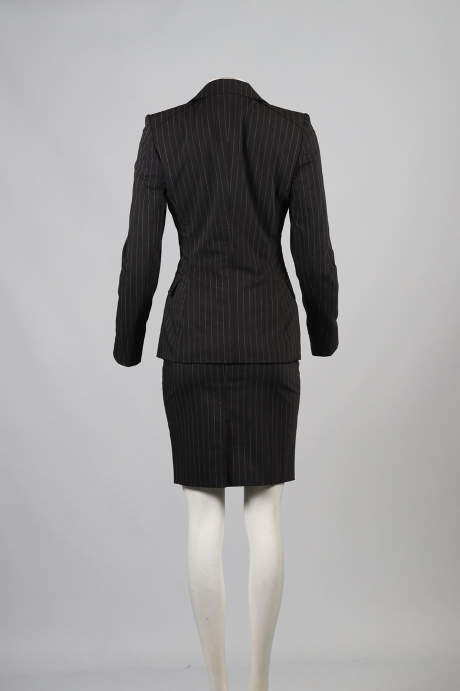 GUCCI PINSTRIPE WOOL BLEND SKIRT SUIT IT 40-42 UK 8-10