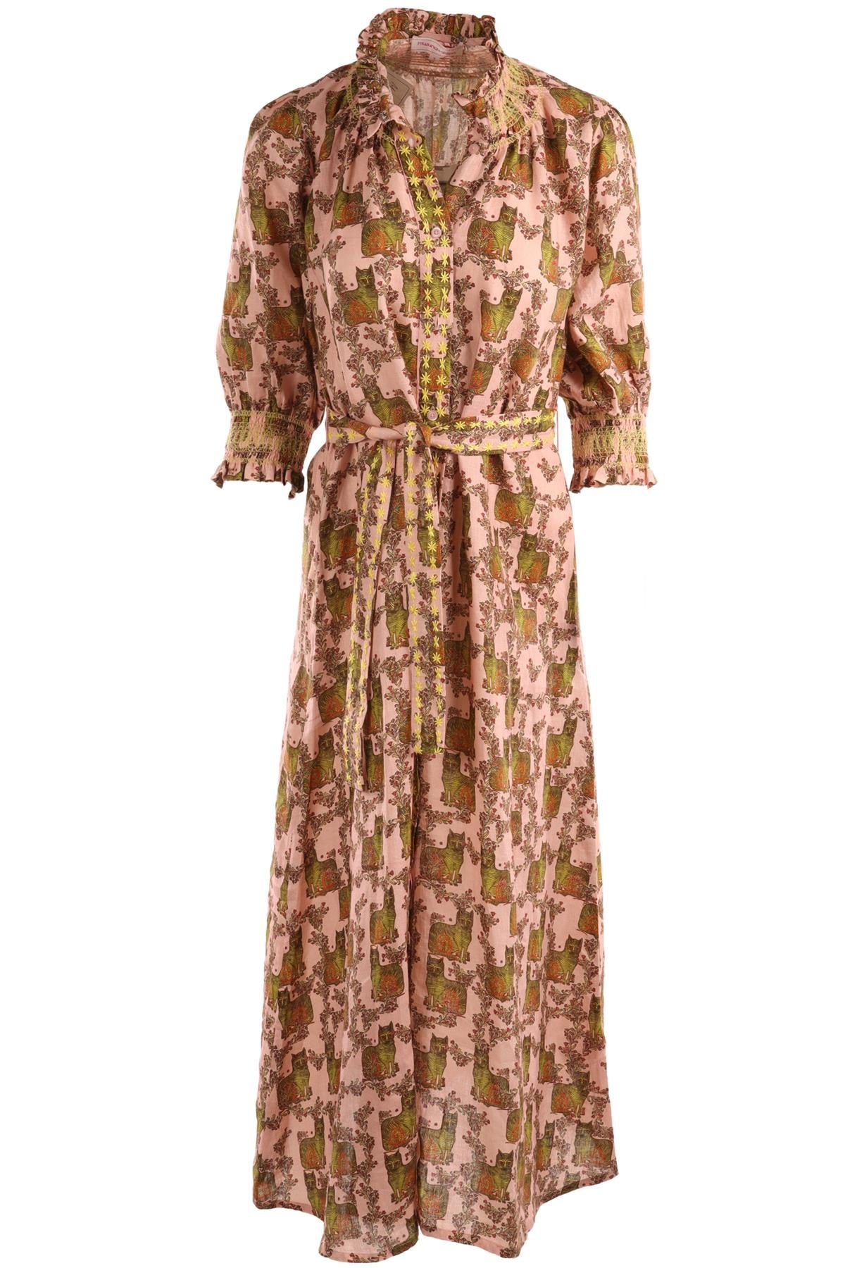 MUZUNGU SISTERS PINK LINEN MAXI DRESS SMALL