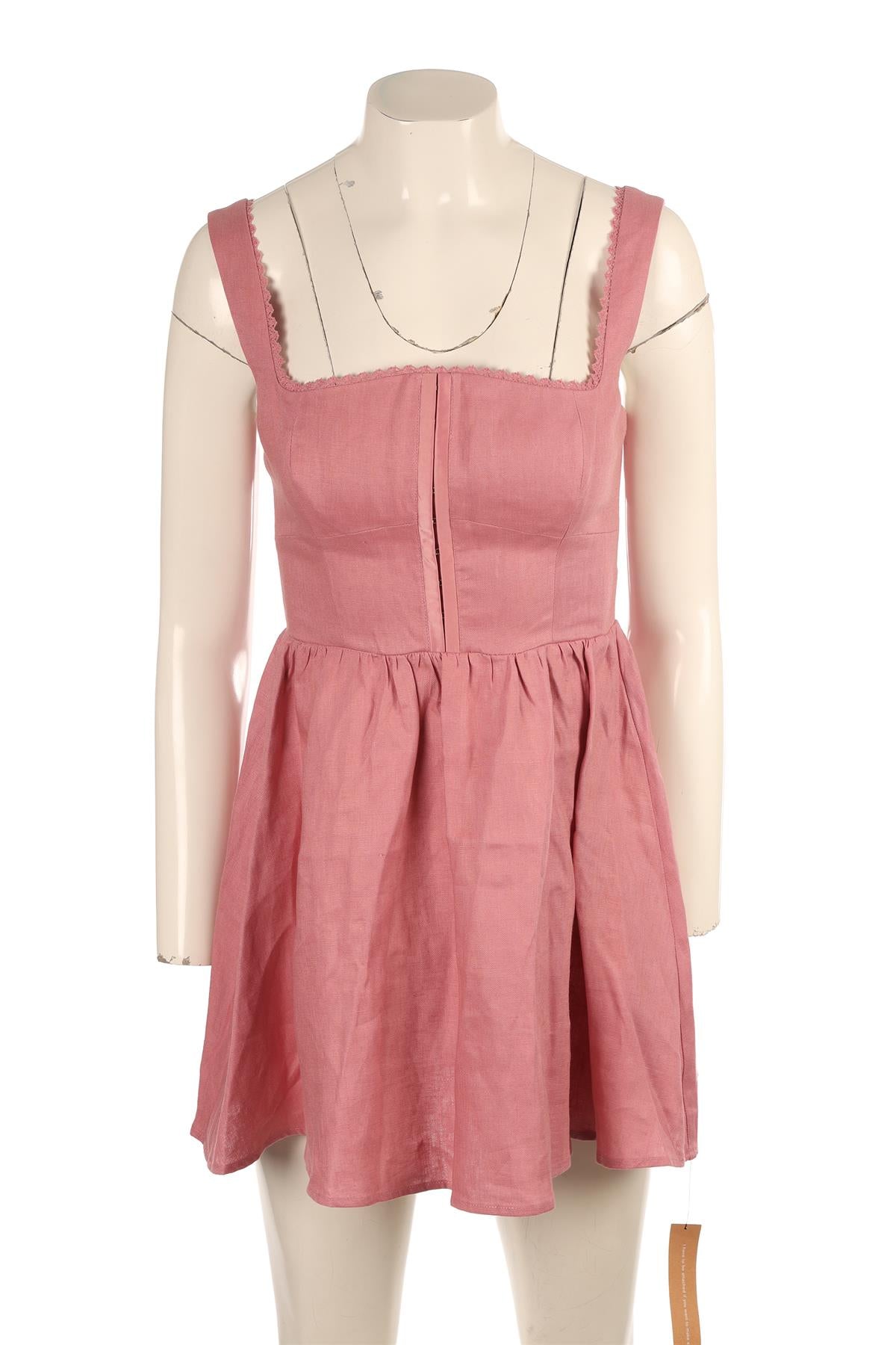 REFORMATION PINK LINEN MINI DRESS US 2 UK 6