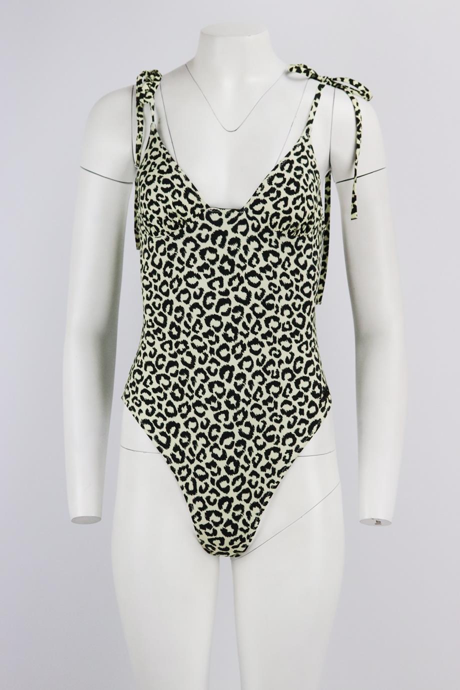SOLID AND STRIPED LEOPARD PRINT STRETCH SWIMSUIT MEDIUM