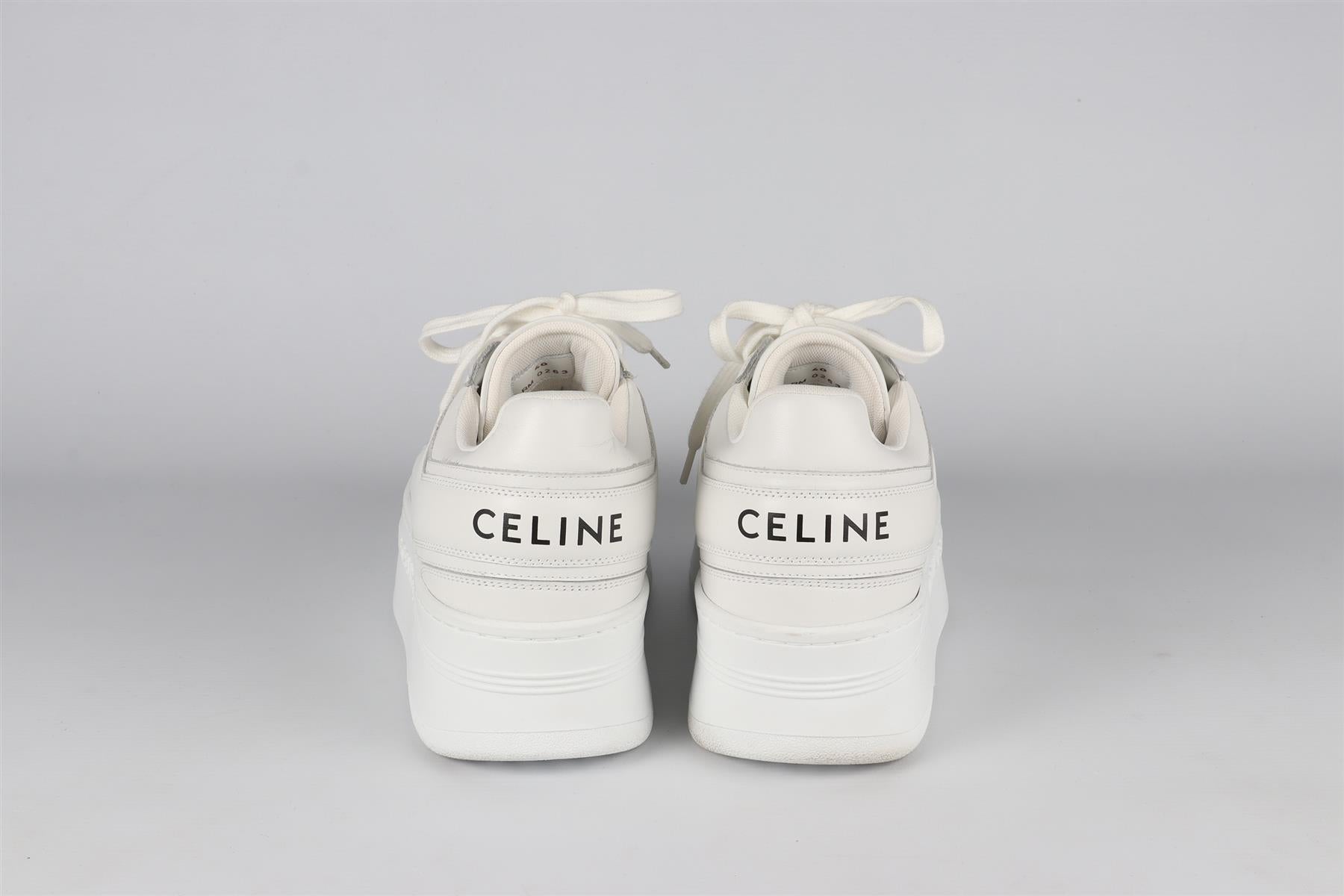 CELINE WHITE BLOCK LEATHER PLATFORM SNEAKERS EU 40 UK 7 US 10