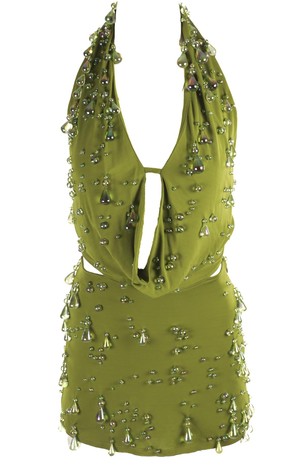 CULT GAIA GREEN CREPE MINI DRESS