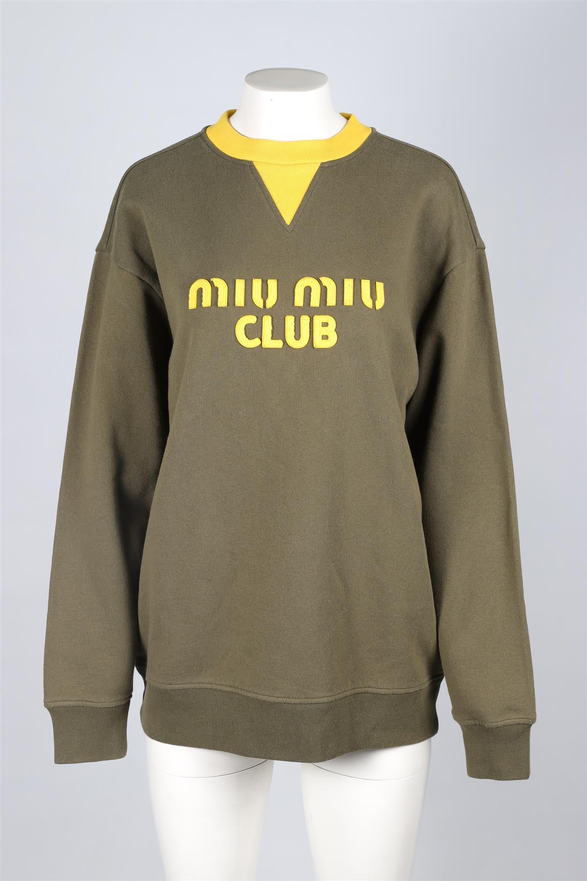 MIU MIU GREEN COTTON SWEATSHIRT SMALL