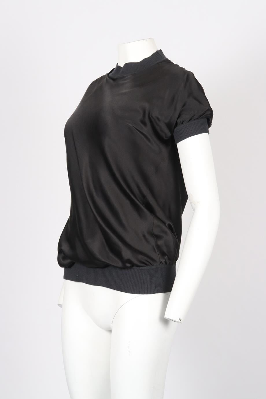 JOSEPH SATIN AND KNIT TOP SMALL