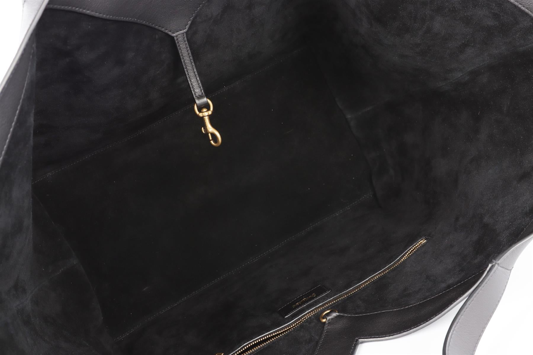 SAINT LAURENT BLACK Y LEATHER TOTE BAG