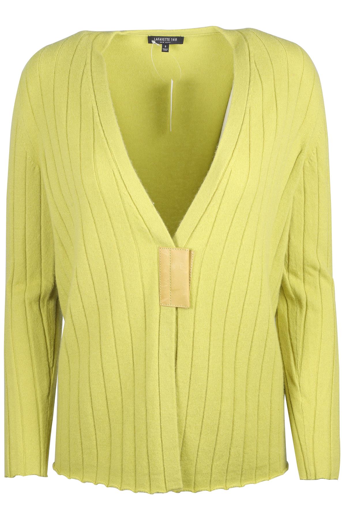 LAFAYETTE 148 GREEN CASHMERE CARDIGAN SMALL