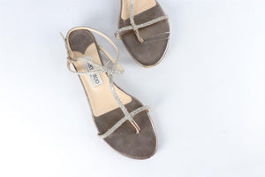 JIMMY CHOO SILVER GLITTER SANDALS EU 38.5 UK 5.5 US 8.5