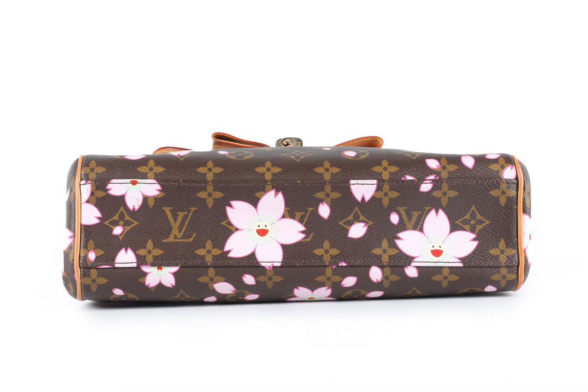 LOUIS VUITTON + TAKASHI MURAKAMI BROWN 2003 SAC RETRO PM CHERRY BLOSSOM MONOGRAM TOTE BAG