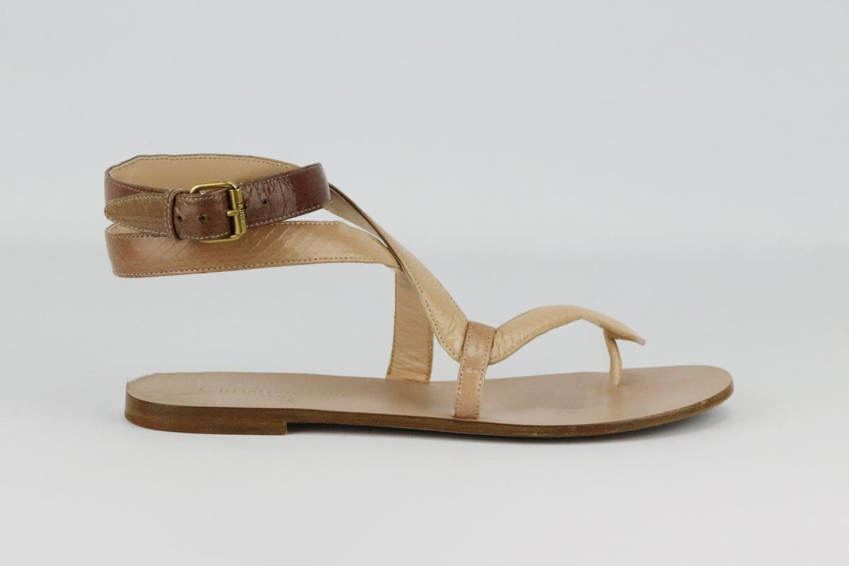 CHRISTIAN DIOR POISON-D SNAKE EFFECT LEATHER SANDALS EU 38 UK 5 US 8
