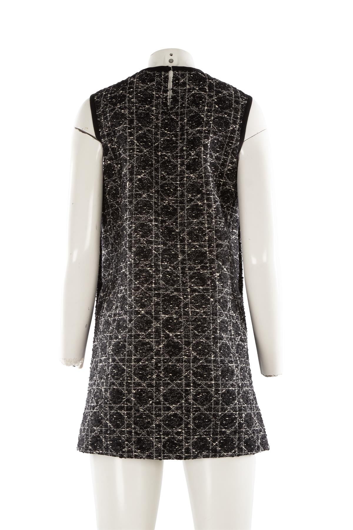 CHRISTIAN DIOR BLACK MACROCANNAGE COTTON MINI DRESS FR 36 UK 8