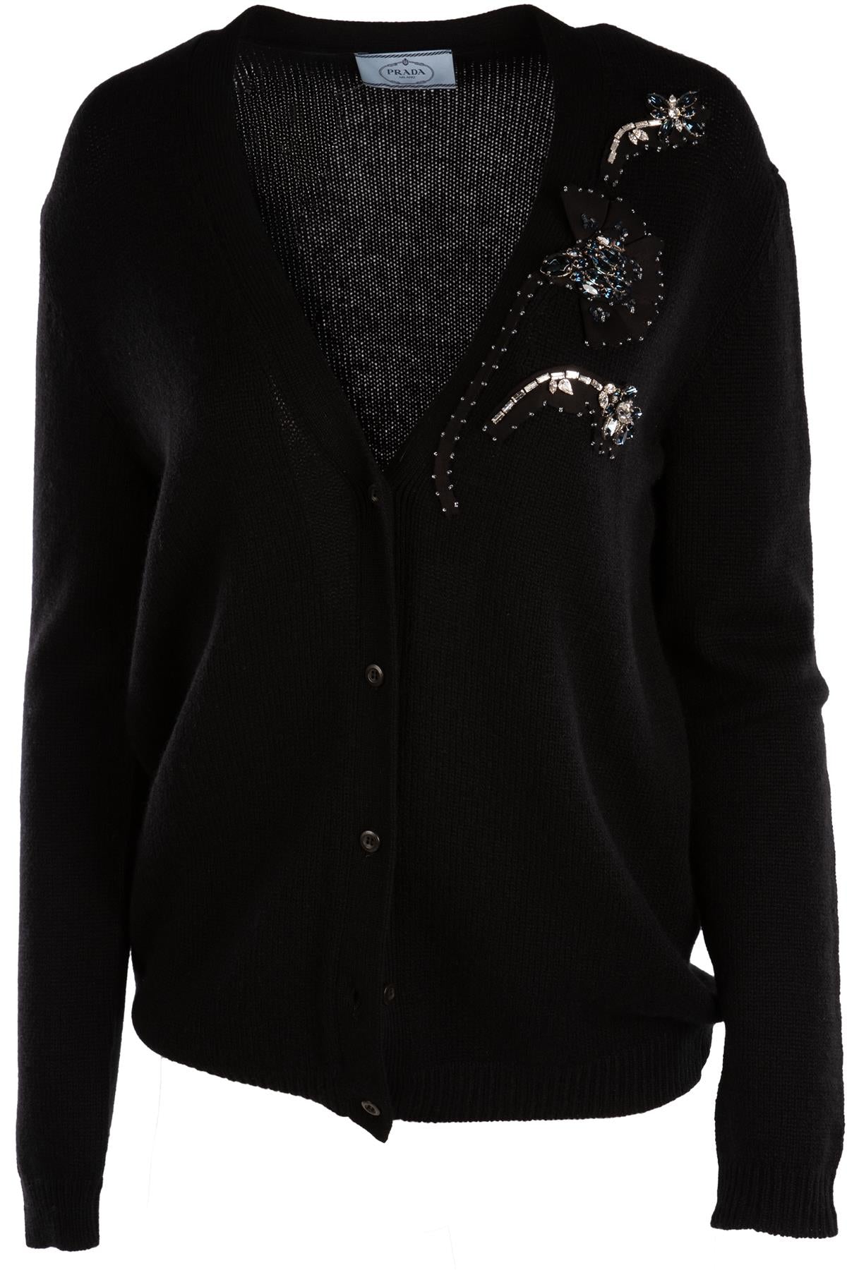 PRADA BLACK CASHMERE CARDIGAN IT 46 UK 14