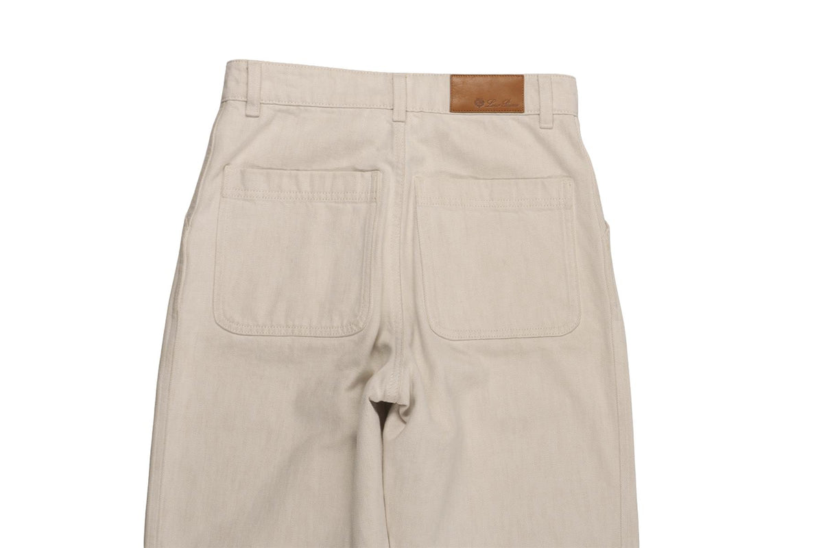 LORO PIANA ECRU HIGH RISE STRAIGHT LEG JEANS IT 40 UK 8