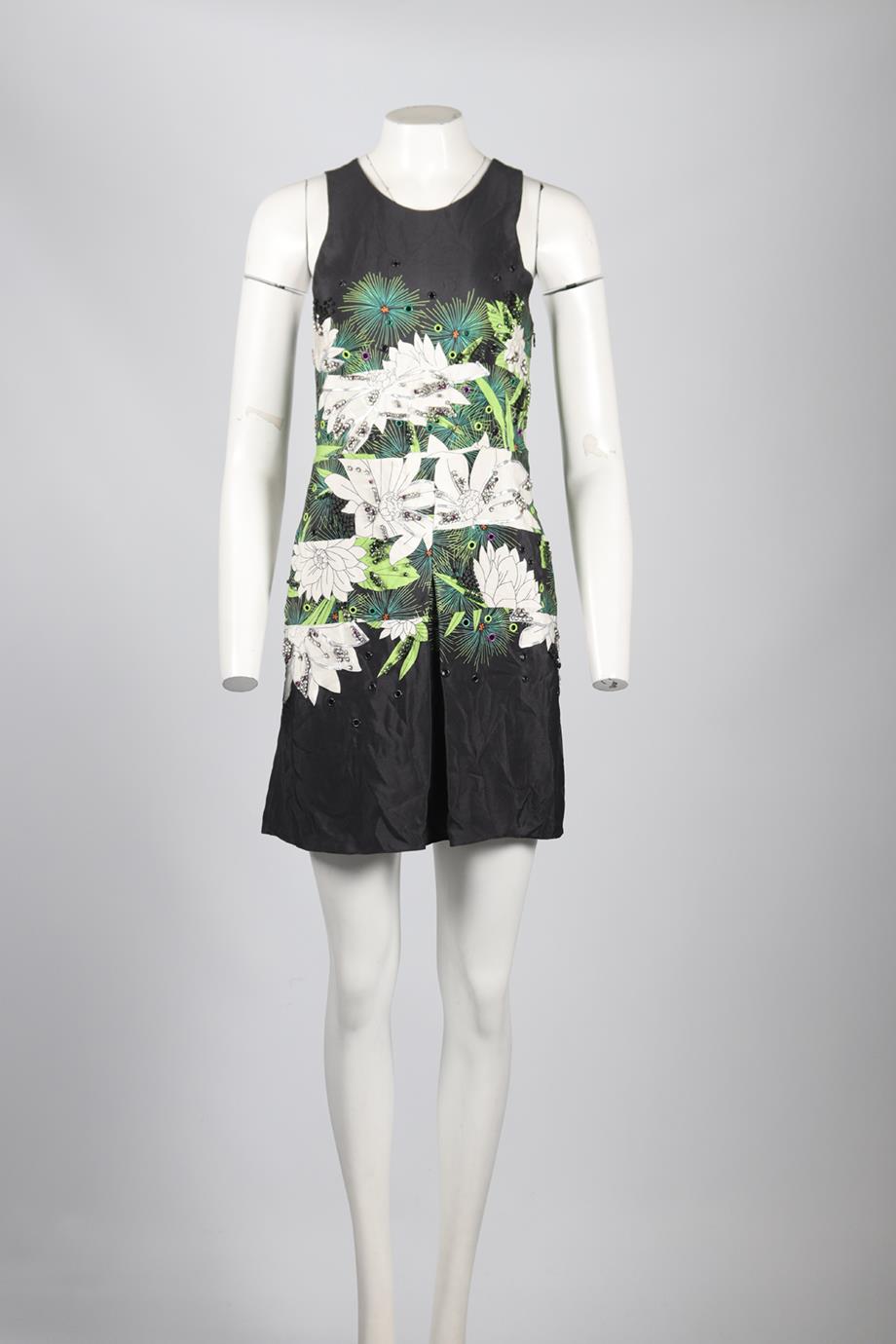 3.1 PHILLIP LIM CRYSTAL AND SILK MINI DRESS US 0 UK 2
