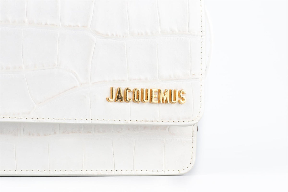 JACQUEMUS WHITE LE SAC RIVIERA LEATHER SHOULDER BAG