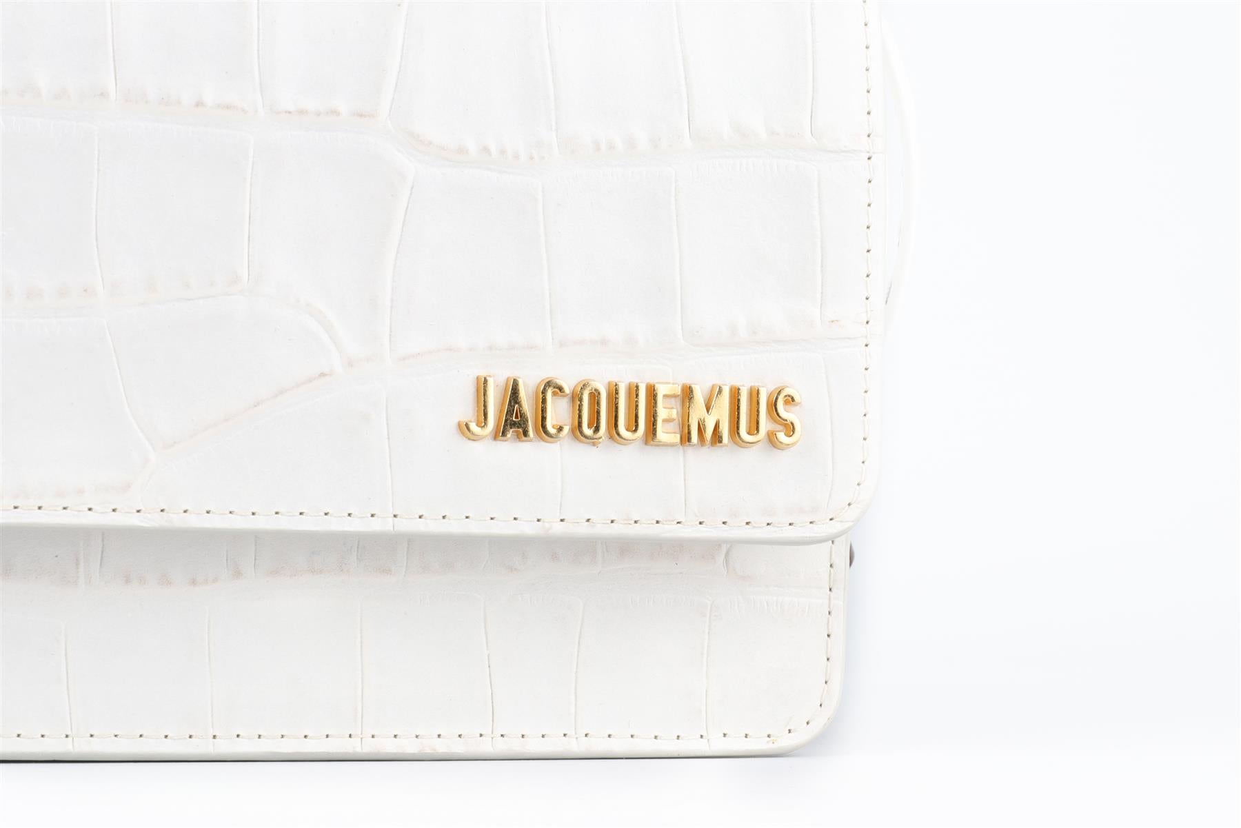 JACQUEMUS WHITE LE SAC RIVIERA LEATHER SHOULDER BAG
