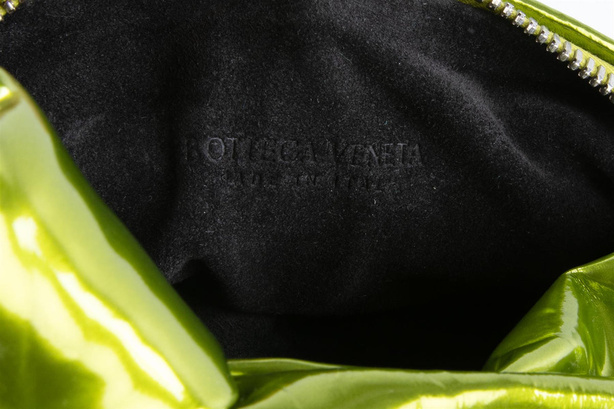 BOTTEGA VENETA GREEN JODIE MINI CRUSHED LEATHER TOTE BAG