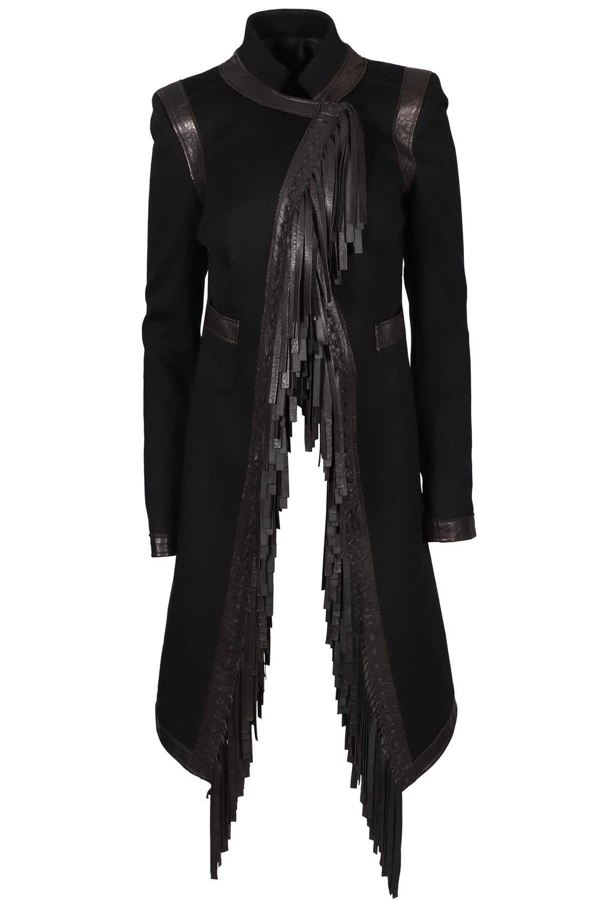 ROBERTO CAVALLI BLACK WOOL COAT IT 44 UK 12