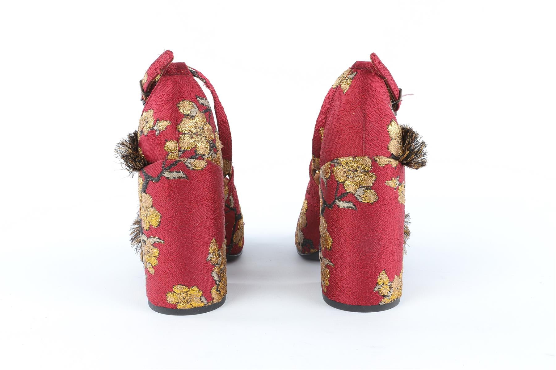 DRIES VAN NOTEN RED FABRIC SANDALS EU 38.5 UK 5.5 US 8.5