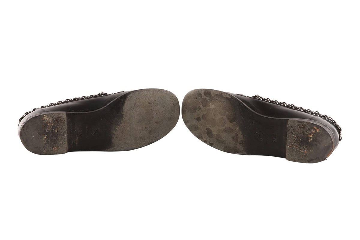 CHANEL BLACK 2016 LEATHER LOAFERS EU 38.5 UK 5.5