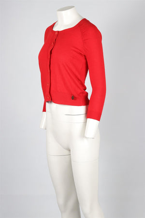 SEE BY CHLOÉ RED WOOL CARDIGAN IT 40 UK 8