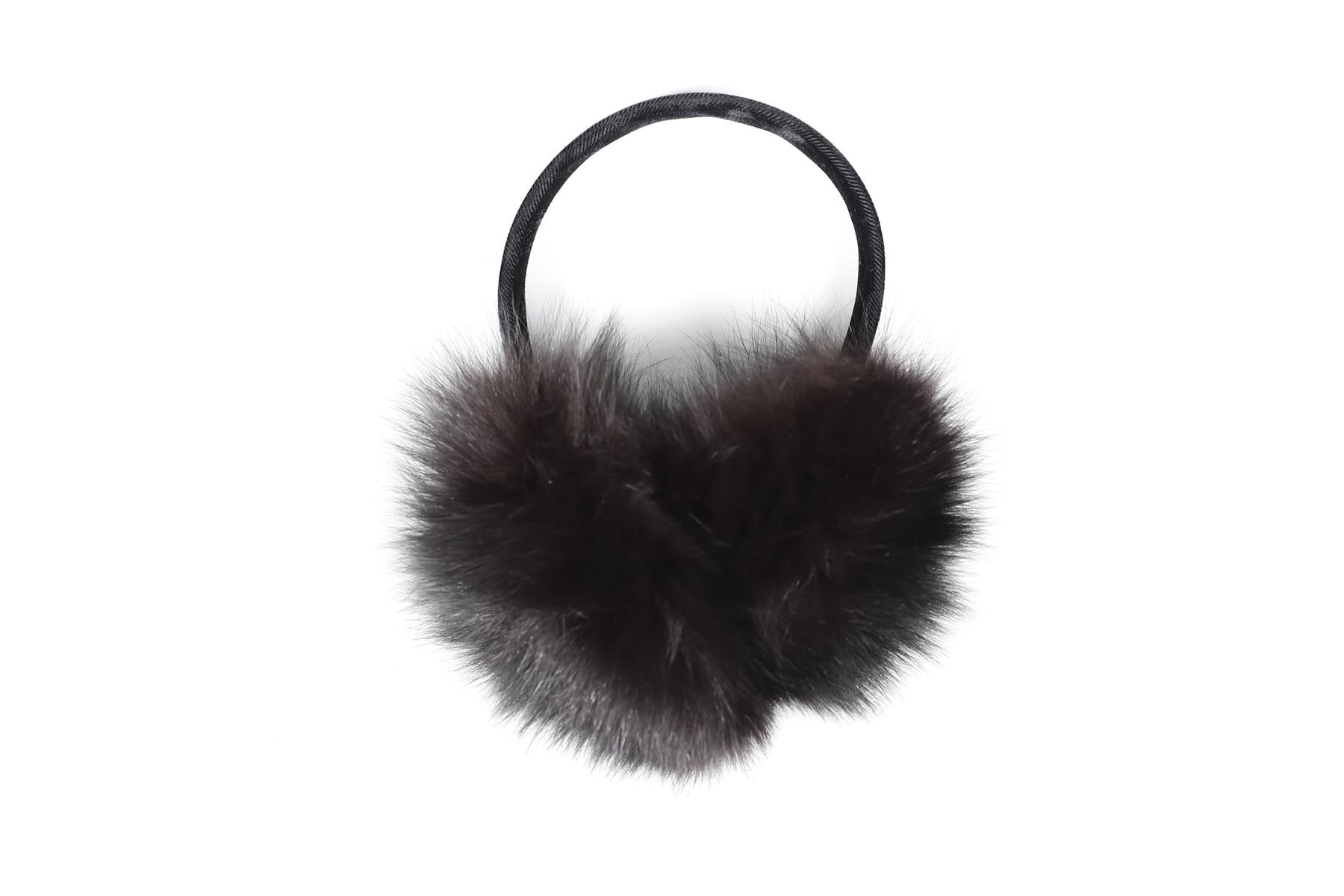 BRAND UNKNOWN BLACK FOX FUR EAR MUFFS