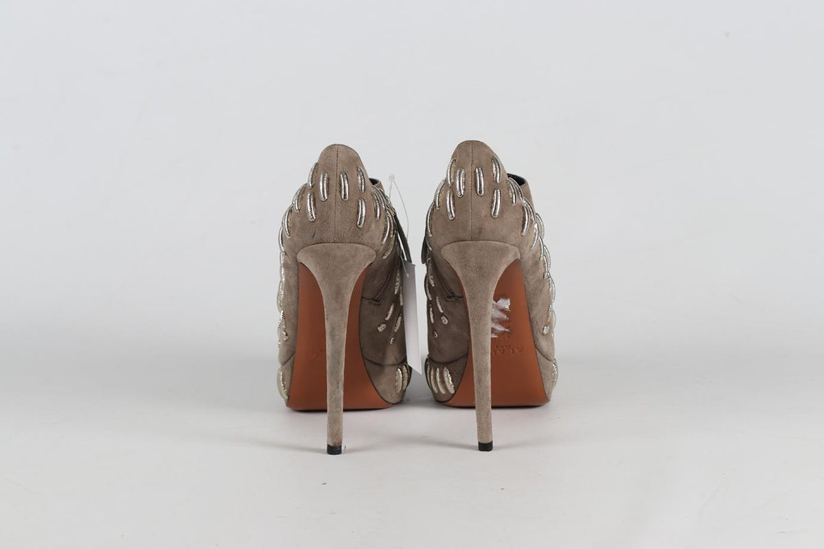 AZZEDINE ALAÏA SUEDE PLATFORM ANKLE BOOTS EU 38.5 UK 5.5 US 8.5