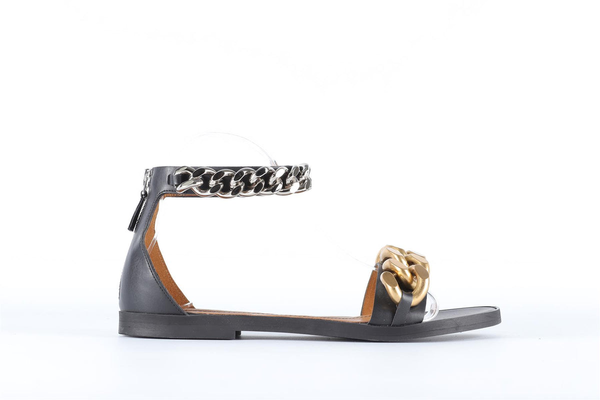 STELLA MCCARTNEY BLACK FAUX LEATHER SANDALS EU 38 UK 5 US 8