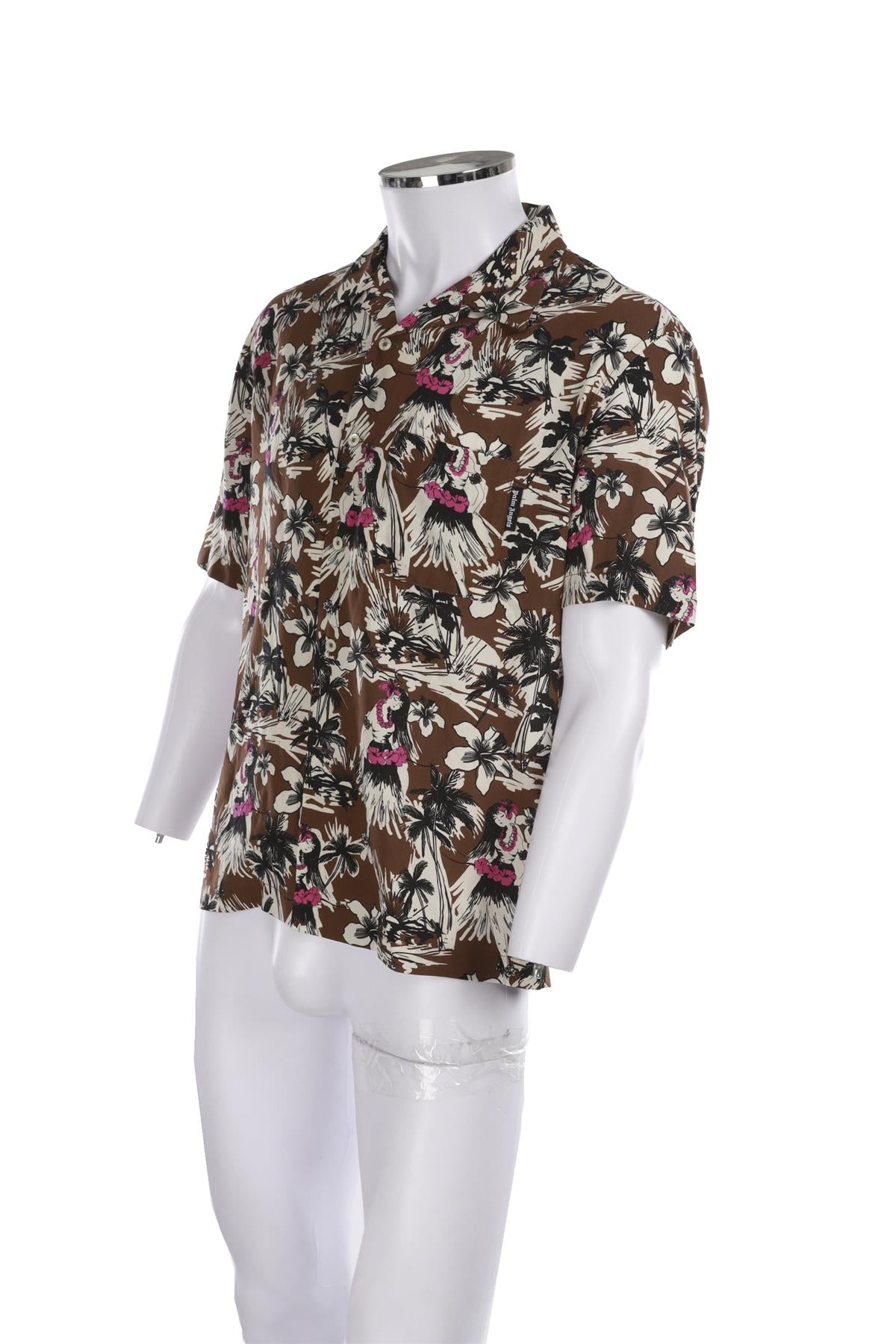 PALM ANGELS BROWN MEN'S JERSEY SHIRT IT 48 UK 38