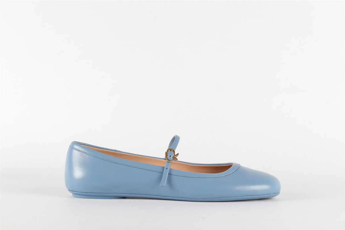 GIANVITO ROSSI BLUE LEATHER BALLET FLATS EU 37.5 UK 4.5 US 7.5