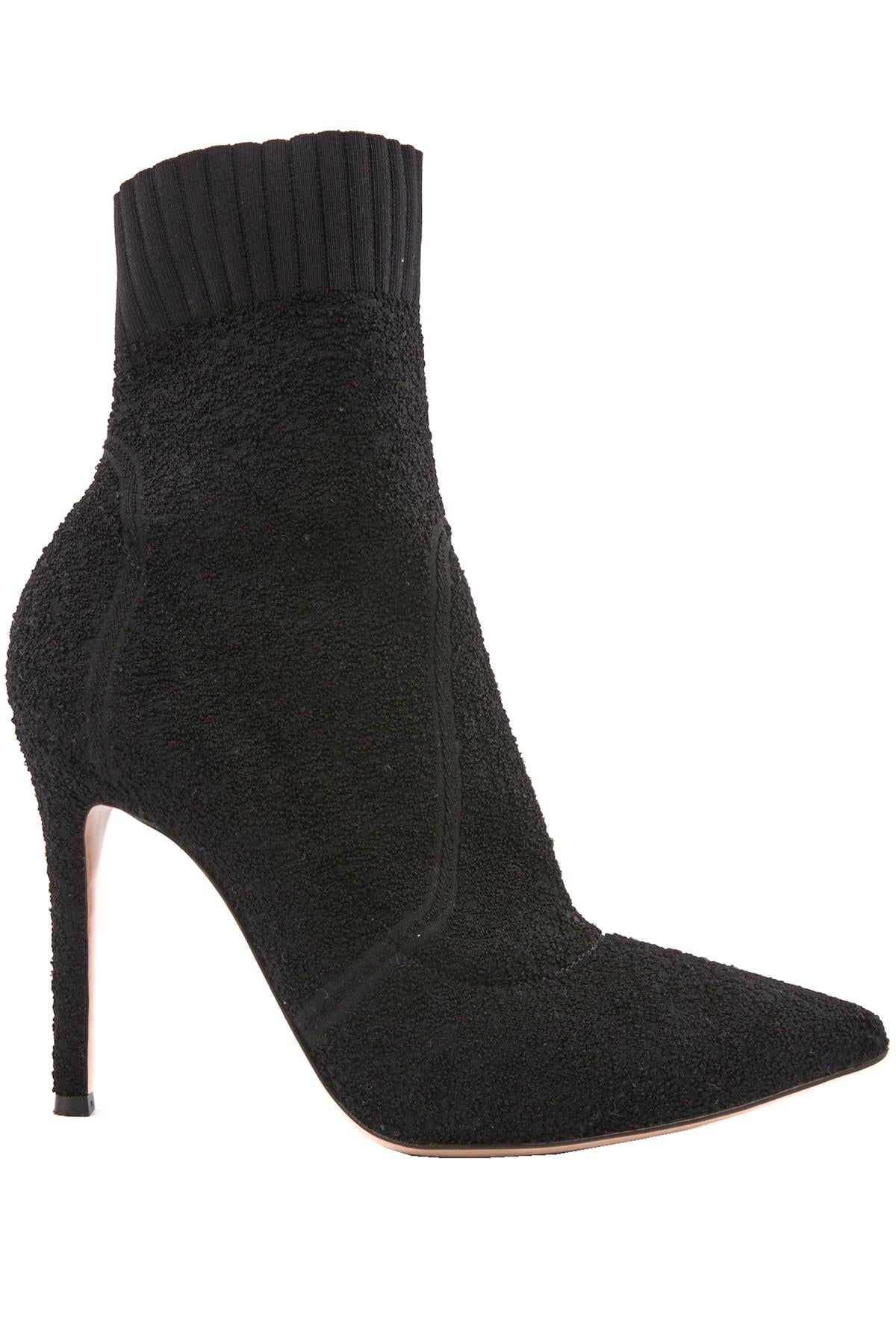 GIANVITO ROSSI BLACK KNIT ANKLE BOOTS EU 39 UK 6 US 9