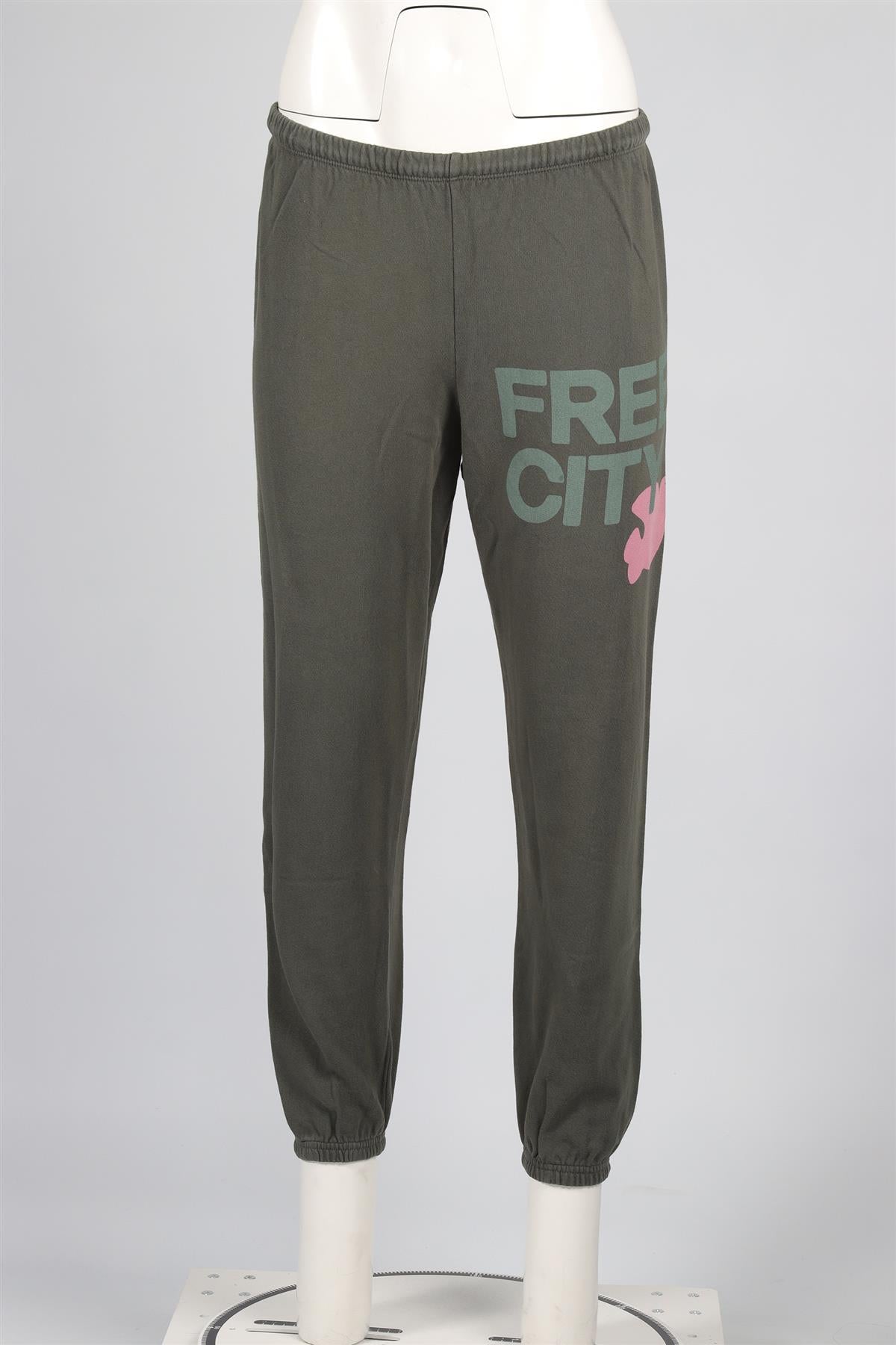 FREE CITY GREEN COTTON TRACK PANTS SMALL