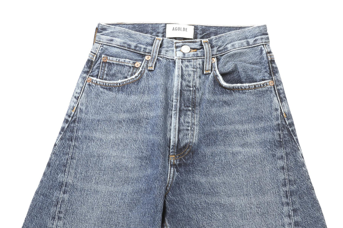 AGOLDE BLUE HIGH RISE BARREL LEG JEANS W24 UK 6