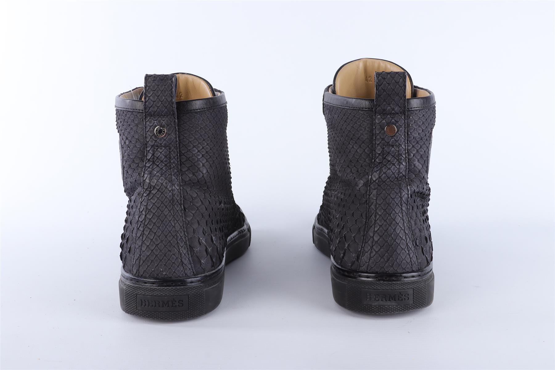 HERMÈS MEN'S BLACK LEATHER SNEAKERS EU 42 UK 8 US 9.5